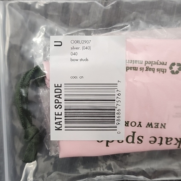 Kate Spade Skinny Mini Bow Stud Earrings Silver - New with Tags - Picture 11 of 11